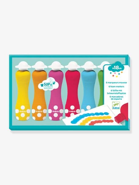 6 Marqueurs Mousse DJECO Blanc - Djeco 1 6 Marqueurs Mousse DJECO Blanc - Djeco