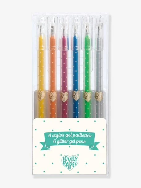 6 Stylos Gel Pailletés - DJECO Rose - Djeco 1 6 Stylos Gel Pailletés - DJECO Rose - Djeco