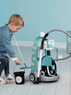 Chariot De Ménage Avec Aspirateur - SMOBY Bleu - Smoby -Enfant Jouet Boutique chariot de menage avec aspirateur smoby 4
