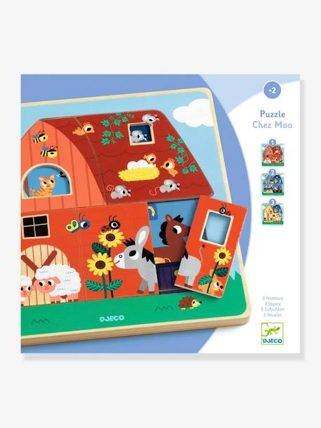 Puzzle 3 Niveaux Chez Moo DJECO Bleu - Djeco 2 Puzzle 3 Niveaux Chez Moo DJECO Bleu - Djeco – Image 2