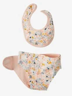 Sac à Langer Poupon + Couche + Bavoir En Gaze De Coton Rose - Vertbaudet -Enfant Jouet Boutique sac a langer poupon couche bavoir en gaze de coton 5